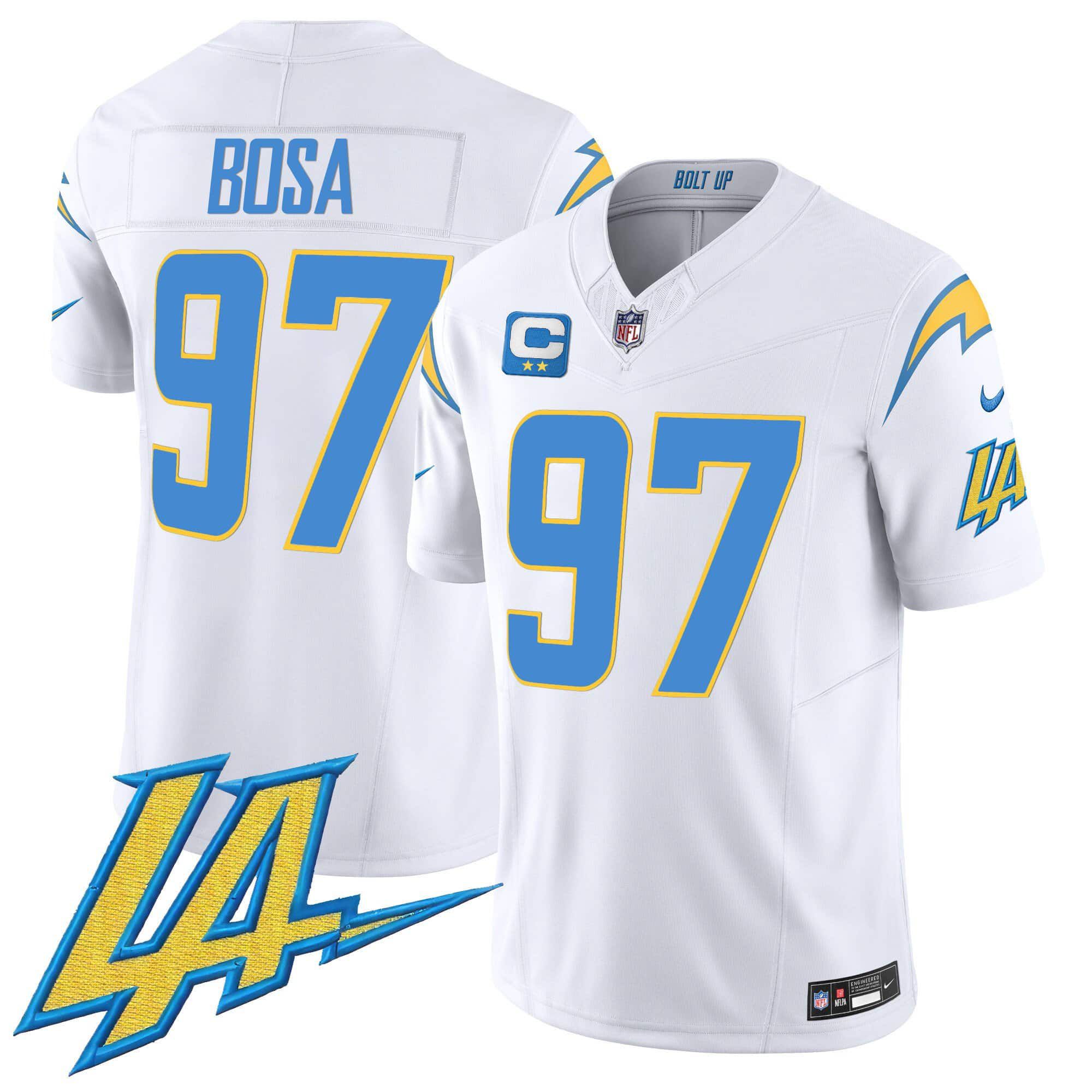 Men Los Angeles Chargers #97 Bosa White 2024 Nike Vapor Limited NFL Jersey